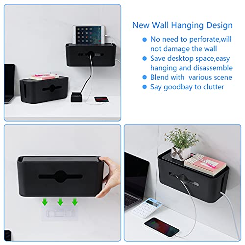 Cable Management Box,Cord Organizer Box for Desk Floor Cable Hide,Cable Box Organizer to Cover The Power Strip Cord Wires for Home Office,Black