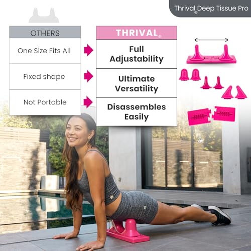 Thrival Deep Tissue Pro - Fully Adjustable Psoas, Back and Hip Flexor Muscle Release Tool with Thrival App for Targeted Routines, Deep Tissue, Trigger Point Massage (Pink) – Made in USA - color: Pink, size: Thrival Deep Tissue Pro