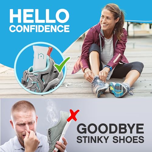 NonScents Shoe Deodorizer 2-Pack (4 Count) - Odor Eliminator, Air Freshener, Smell Absorber, Scent Remover for Shoes, Gym Bags, Soccer Cleats, Closets, Pet Area, Reusable - Shoe Deodorant - size: 1 Count (Pack of 4)