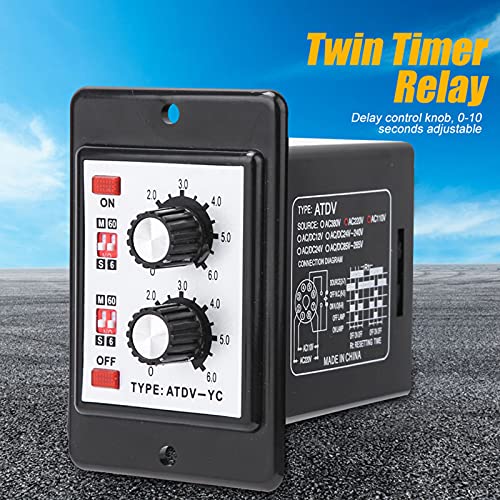 Twin Timer Relay, On Off Knob Control Time Switch 6S-60M, Short Period Repeat Cycle Intermittent Timer Interval Timer (AC 110/220V)