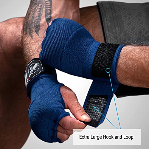 Hayabusa Quick Gel Hand Wrap Boxing Gloves | Slip-On Design, Padded Knuckle Protection, Hook and Loop Closure, Muay Thai Kickboxing, Men and Women, Sparring - color: Blue, size: X-Large