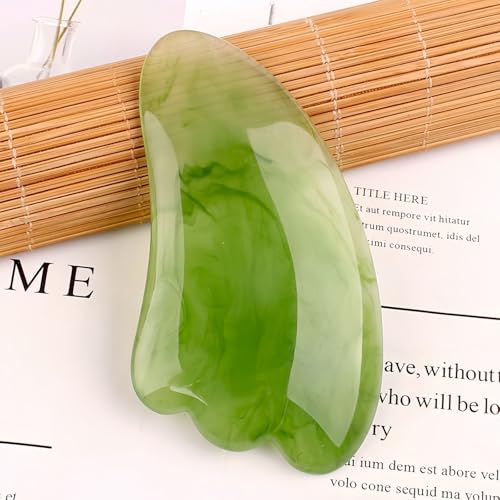 Natural Resin Gua Sha Scraping Massage Tool, Gua Sha Facial Set – Anti-Wrinkle & Anti-Aging Massage Tools for Rejuvenate Skin (Green, Triangular) - size: Triangular