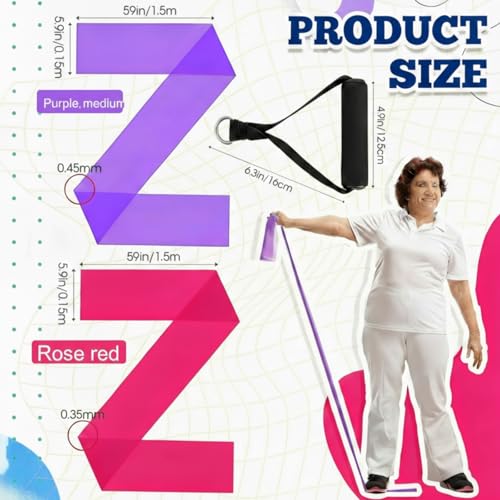 2 Pcs Resistance Band with Handles Chair Exercise Equipment for Seniors Physical Therapy Band Gifts for Elderly Women Rehab, Physical, Grandma, Grandpa - color: Rose Red,Purple
