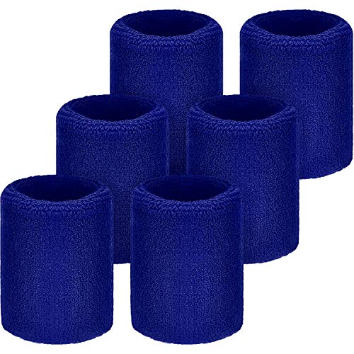 Willbond Wrist Sweatbands, Sports Sweatbands for Competition, Sweat Absorbent, for Basketball, Tennis, Football, Running and Work (Pack of 6) - color: Blue