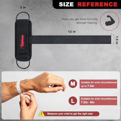 Lifting Straps With D Ring for Weightlifting, Cable Machine, Comfortable Wrist Brace Enhanced Grip for Gym Wrist Straps for Men Woman - size: L