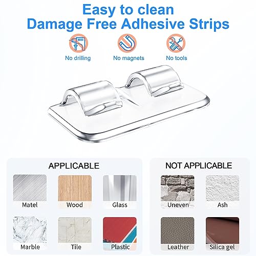 Hetyue Hooks for Outdoor String Lights Clips: 26Pcs Heavy Duty Light Hook | Outside Clear Cord Holders with Waterproof Adhesive Strips - Sticky Clip for Hanging Christmas Lighting Outdoors