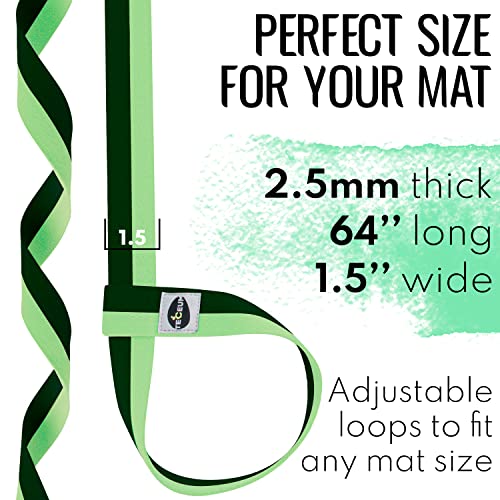 TECEUM Yoga Mat Strap – Extra Soft & Thick Cotton Carrier for All Mats | Adjustable Skin-friendly & Non-Slip Mat Holder Sling in 30+ Colors [Mat Not Included] - color: Green Avocado, size: 64 IN