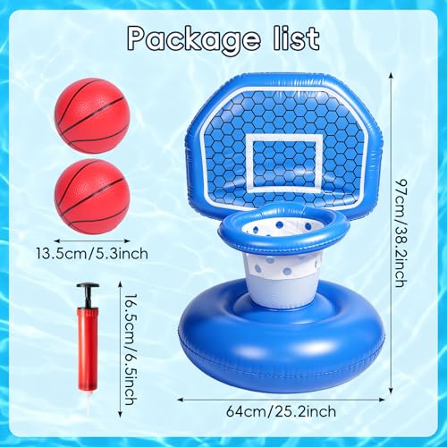 Pool Toys Inflatable Pool Floats Set, Inflatable Pool Basketball Hoop with 2 Balls for Indoor Outdoor Toddler Toys, Poolside Basketball Hoop Summer Water Toys for Boys Girls Age 3+