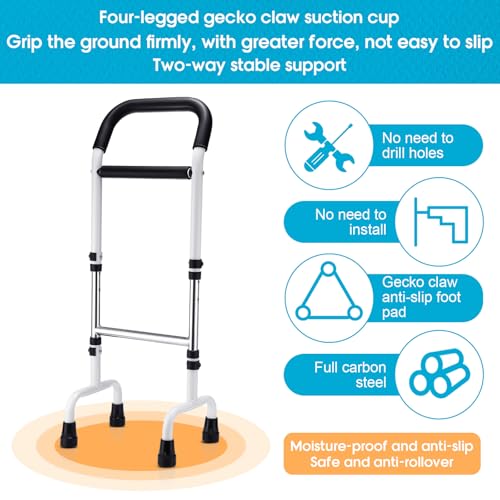 Walking Cane Standing Aids and Supports Adjustable Cane Stand Assist Aid for Elderly up to 300lb Height Adjustable 28.74-36.22 in Mobility for Seniors, Adults and Assistance - color: White