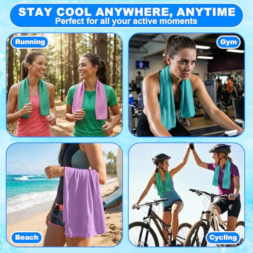 Shellwei 100 Pcs Cooling Towels Bulk 32 x 12 Inch Ice Towel Bulk Cooling Rag for Face and Neck Soft Breathable Microfiber Cloth Chilly Quick Cold for Gym Sport Golf Running Stay Cold (Macarons) - color: Macarons
