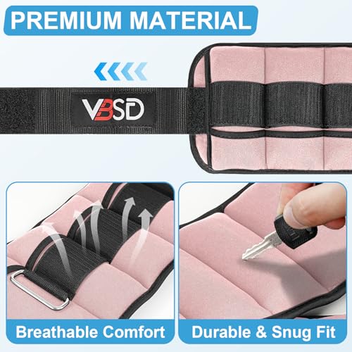 VBSD Adjustable Ankle Weights for Men Women, 2 4 6 8 10 lbs 1 Pair Leg Weight Straps, Weighted Ankle Weight Set with Removable Sandbags for Walking Running Yoga Physical Therapy Gym Home Workout - color: Pink, size: 2LBx2
