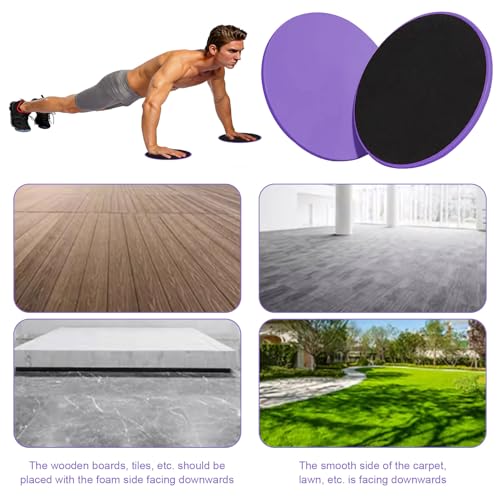 17.5cm/6.89In Round Core Sliders for Working Out,Set of 4 Exercise Core Pilates Sliders,Floor Foot Slider for Exercise 2 Color - color: blue + purple