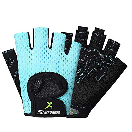 spacepower Workout Gloves - Lightweight Breathable Gym Gloves for Women & Men's Exercise - color: Blue, size: Medium