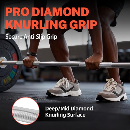 Olympic Barbell Bar Series, 2 Inch Weightlifting Bars, 4FT 6FT 7FT Straight & EZ Curl Options, 190K PSI Steel, Diamond Knurling, Smooth Rotation for Home & Gym Strength Training - color: 4FT Straight