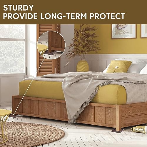 Furniture Pads Rubber Furniture Caster Cups, Anti-Sliding Bed Stopper Floor Protectors with Grip, 2x2 Square Non Slip Furniture Pads - Protect Any Flooring (Brown, 8 Pack) - size: 2" x 2" (Set of 8)-Square