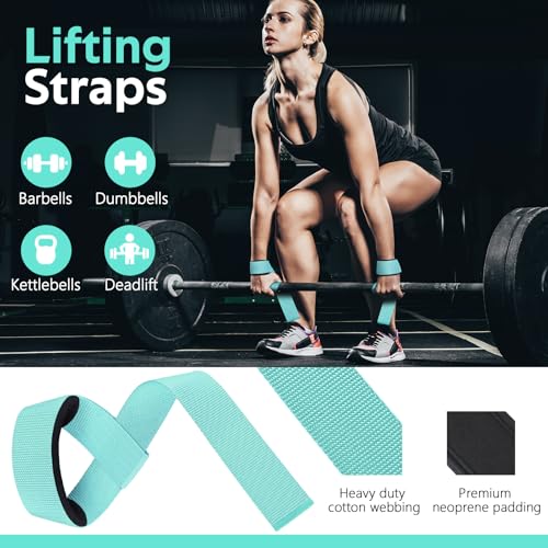 WALITO 8Pcs Barbell Pad Set for Hip Thrust - Squat Pad,Gym Accessories for Women with Bar Bad,Bench Press, with Gym Ankle Straps,Resistance Bands for Working Out,Lifting Strap,Carry Bag - color: Lake Blue