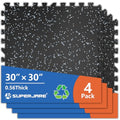 SUPERJARE 30" x 30" Larger Rubber Top Exercise Equipment Mats, 0.56" Thick 4PCS 25 Sq Ft High-Density EVA Foam Interlocking Gym Flooring, Big Workout Mat for Home Gym, Floor Protection, Black/Grey - size: 4 Tiles (25 Sq Ft)