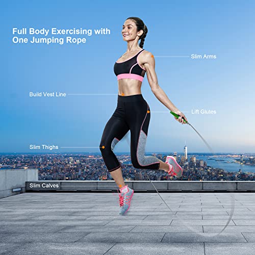 Jump Rope, High Speed Weighted Jump Rope - Premium Quality Tangle-Free - Self-Locking Screw-Free Design - Jump Ropes for Fitness - Skipping Rope for Workout Fitness, Crossfit & Home Exercises - color: Green