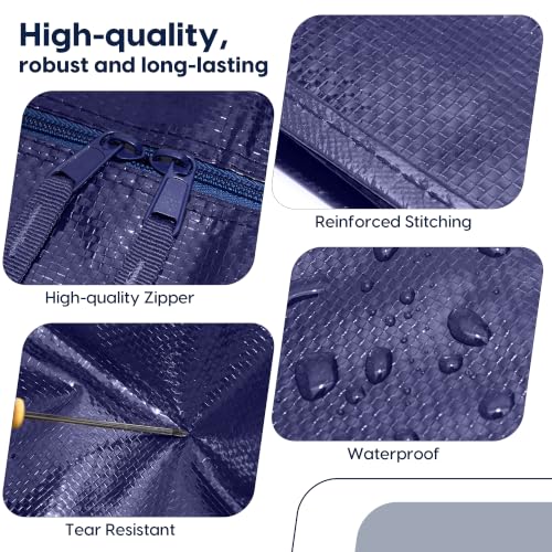 6 Pack Moving Bags Heavy Duty 210GSM with Full-Open Side Zipper, 93L 220lbs Waterproof Foldable Storage Totes for College Dorm Move-In, Moving Boxes Alternative & Home Organization, Blue - color: DarkBlue, size: 6 Pack