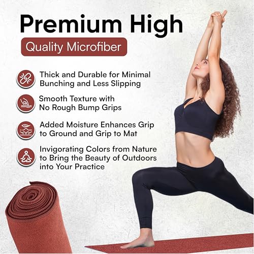 Yoga Mat Towel - Double Sided Microfiber Yoga Towel - Sweat Absorbent Non Slip Hot Yoga Towel - Lightweight, Quick Drying Pilates Towel - 73" x 26", Sedona - color: Sedona
