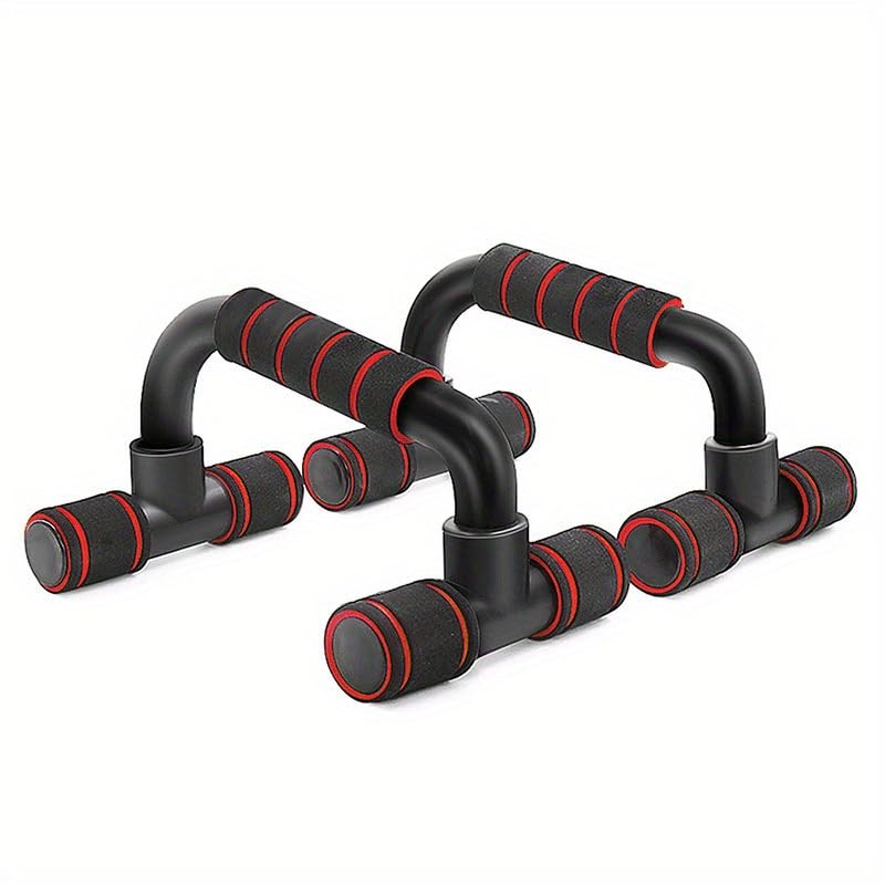 Holiday Gift Home Workout Equipment Push Up Bars - Universal Blue/Red/Green Pushup Rod with Cushioned Foam Grip & Non-slip Design - color: Red and black
