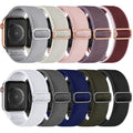 Maledan 10 Pack Stretchy Nylon Bands Compatible with Apple Watch Band Women Men 38mm 40mm 41mm 42mm 44mm 45mm 46mm 49mm, Solace Elastic Braided Strap for iWatch Series 11 10 9 8 7 6 5 4 3 2 1 SE Ultra - color: Wave-Light Gray/Black/Starlight/Rose Pink/Smo