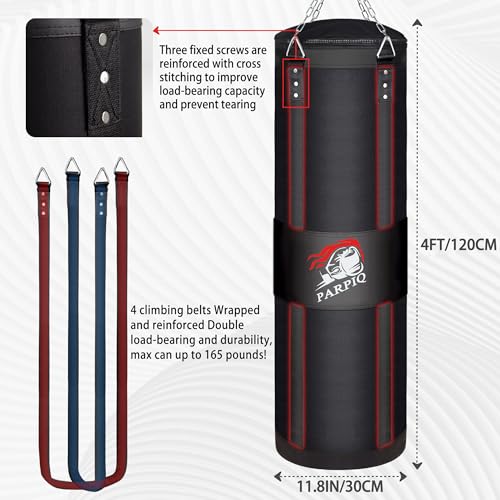 4FT Hanging Punching Bag for Adults, Unfilled Canvas Heavy Boxing Bag Set with 12oz Boxing Gloves Hand Wraps, Jump Rope, Reflex Ball for MMA Kickboxing Muay Thai Training Home - style: Oxford Bag