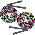 2 PACK 16.5FT Double Dutch Jump Ropes for Adults Kids, Rainbw Long Jump Rope, 1” Beaded Jump Rope for Fitness, Segmented Skipping Ropes for Exercise Training, Tangle-Free - color: Black-2Pcs