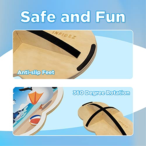 Wooden Balance Board Kids, Wobble Board For Balance, Balance Board Toddler Supporter, Balance Boards for Stability and Core Training - color: 1. Penguin