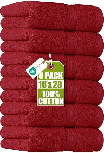 Utopia Towels 6 Pack Premium Hand Towels Set, 16 by 28 inches, 100% Ring Spun Cotton, Ultra Soft and Highly Absorbent 600GSM Towels for Bathroom, Gym, Shower, Hotel, and Spa, Red - color: Red, size: 6 Hand Towels