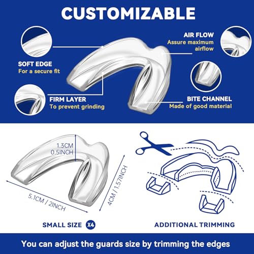 Clear 4 Pack Kids Mouth Guard for Protection, Small Size