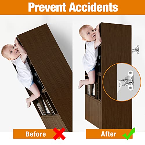 Ougourim Furniture Anchors (10 Packs) Anti Tip Furniture Anchors for Baby Proofing, Furniture Wall Anchor Earthquake Straps for Furniture Dresser Wall Safety Anchor Furniture Fasteners to Wall, White - color: White