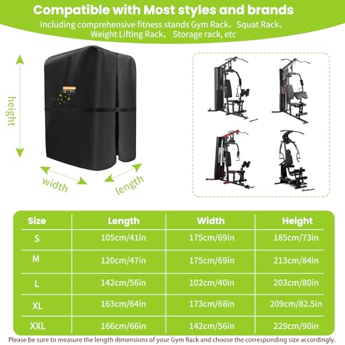 Workout Equipment Cover Compatible with SincMill, 600D Oxford Home Gym Equipment Cover, Protect for Gym Equipment for Home Garage/Home Gym Equipment With Air Vent & Reflective strip-41"L×69"W×73"H