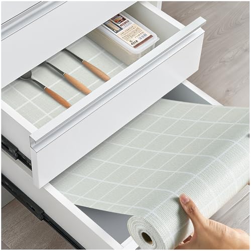 Drawer and Shelf Liner, Non-Slip Kitchen Cabinet Liners Non-Adhesive Thick Strong Grip Waterproof Washable Mats Protect Dresser Shelves Cupboard Bathroom Cabinets, Light Green, 12 in X 10 FT - color: Light Green, size: 11.8"W x 118"L