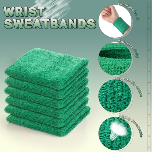Willbond Wrist Sweatbands, Sports Sweatbands for Competition, Sweat Absorbent, for Basketball, Tennis, Football, Running and Work (Pack of 6) - color: Dark Green