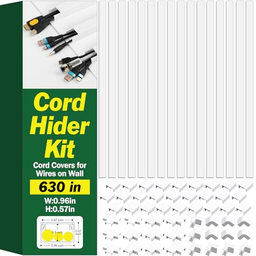 AZEN Cord Hider Kit, 630in Cord Covers for Wires on Wall, Paintable Wire Covers for Cords on Wall, Self-Adhesive Cable Hider Cord Organizer, Wire Hiders, 40X L15.75in X W0.96in x H0.57in - color: M-40P