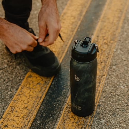 BOTTLE BOTTLE 24oz Insulated Water Bottle Stainless Steel Sport Water Bottle with Straw and Adjustable Lid Daily Pill Organizer - color: black stone