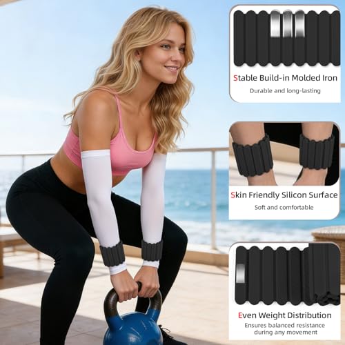Abahub Adjustable Wrist & Ankle Weights 2Pack, Wearable Silicone Weighted Bracelet for Women, Arm Leg Weights for Home Gym Workout, Jogging, Yoga & Pilates - color: Magnetic Black, size: 2.2LB Pair (1.1LB Each)