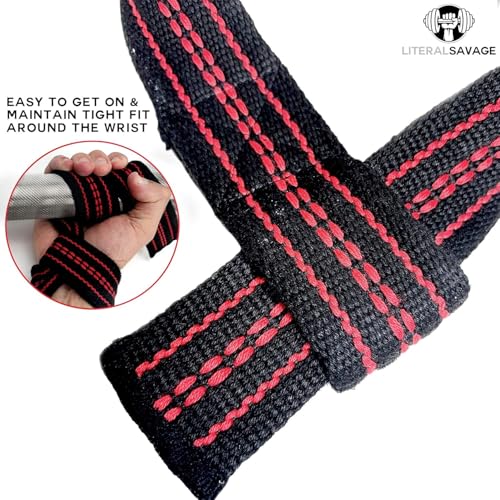 25" Powerlifting Straps (Pair) – Dominate Deadlifts with Heavy Duty Cotton Wrist Wraps – Maximum Grip Support for Strength Training & Weightlifting – Black/Red – For All Lifters: Newbies, Pros, Young Guns & Gym Vets - color: Black with Grey Stripe and Pad