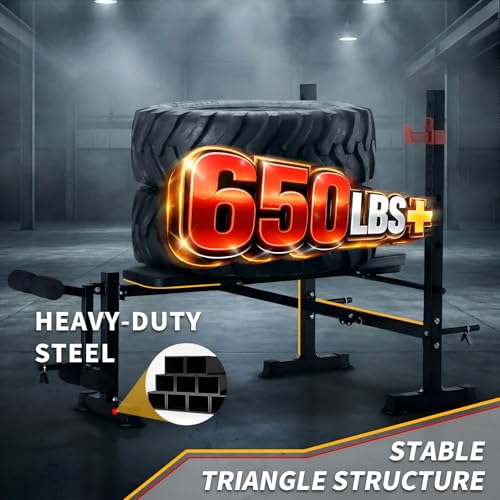 Adjustable Weight Bench, Foldable Bench Press Set with Leg Extension and Curl, 650 LBS Heavy Duty Full Body Strength Training Bench for Home Gym, Black & Red - color: Classic Black