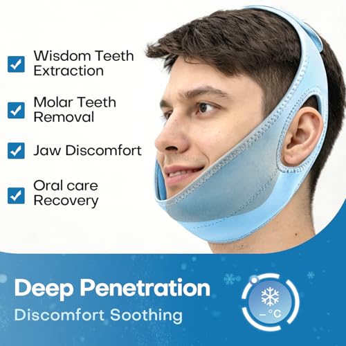 Wisdom Teeth Ice Pack Head Wrap Jaw Face Ice Pack for Wisdom Teeth Removal Extraction Toothache Pain Relief Facial Face Oral Surgery TMJ Tonsillectomy Recovery Must Haves (Light Blue) - color: Light Blue