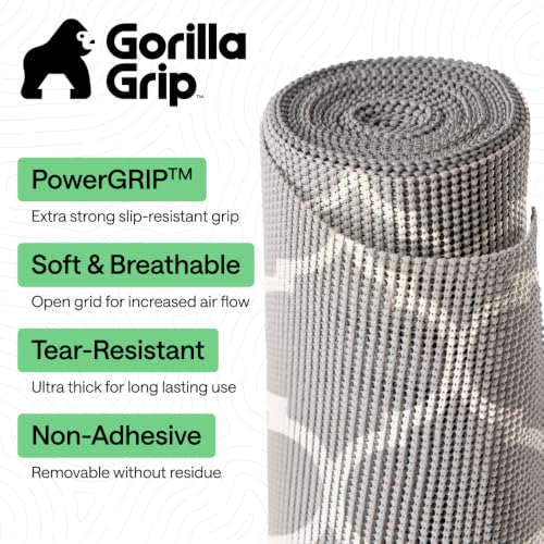 GORILLA GRIP powerGRIP Drawer Shelf and Cabinet Liner, Thick Strong Hold, Non-Adhesive Liners Protect Kitchen Cabinets and Cupboard, Bathroom Drawers, Easy Install, Breathable Mat, 12" x10' Quatrefoil - color: Quatrefoil: Gray/White, size: 12" X 10', styl