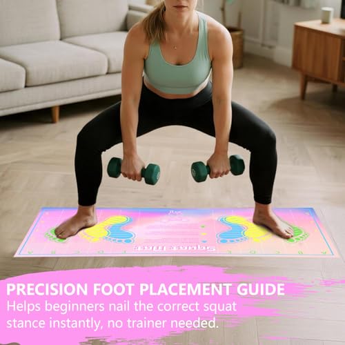 Non-Slip Squat Mat with Foot Position, Anti Slip Training Mat, Professional-Grade Exercise Mat Perfect for Squats, Squat Pads Can Activate Muscles, Versatility and Safety for Home Fitness Enthusiasts 31.5'' X 13.8'' - color: Pink