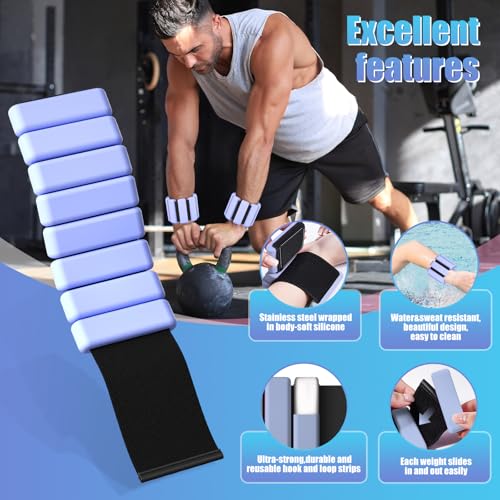 Ankle Weight Wrist Weight 2 Pack 1lb Each Adjustable | Arm and Leg Weight, Women and Men, Pilates Gym Yoga Aerobic, Strength Training - color: Blue