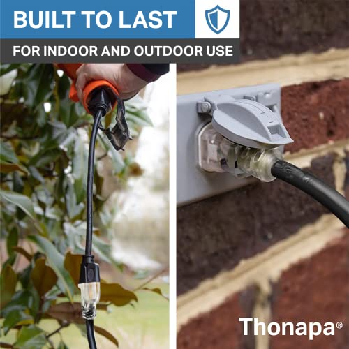 Thonapa 12 Gauge Extension Cord 100 Ft Outdoor - 12/3 Heavy Duty, SJTOW Oil | Resistant Black Cable, Lighted End, 3 Prong, Grounded Plug, For Job Sites, Garden & Major Appliances - color: Black, size: 100 Foot