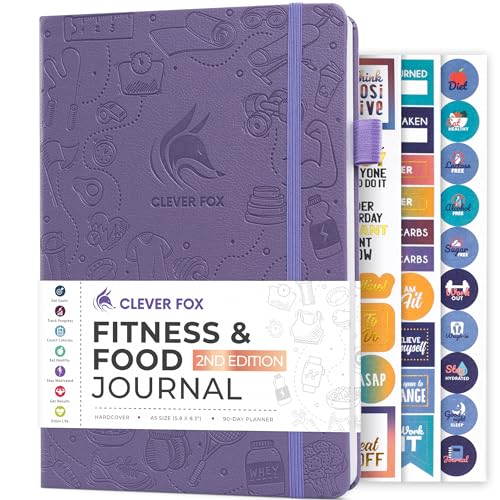 Clever Fox Fitness & Food Journal, Workout Planner, 5.8"x8.3" Lavender | Lasts 3 months, undated hardcover exercise & weight loss journal for women, gym, diet, meal tracker, calorie counter book - color: Lavender, size: A5 (5.8'' x 8.3'')