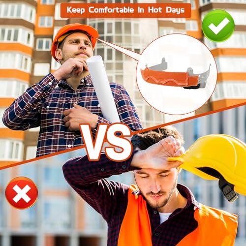 Aolamegs Safe Hard Hat Sweatband- Hard Hat Sweat Bands Washable, Hard Hat Liner Replacement, Flame Retardant Cotton Hard Hat Accessories Sweat for Welding Helmet, Construction Hats, Chainsaw Helmet - color: Orange 5PCS