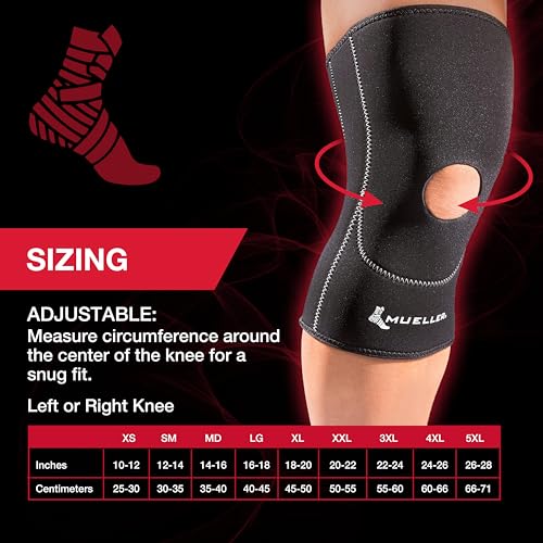 MUELLER Sports Medicine Open Patella Knee Sleeve, Knee Pain Relief Support for Men and Women, Ideal for Arthritis, Sprains, Black - size: XXXXL, style: New & Improved Sleeve