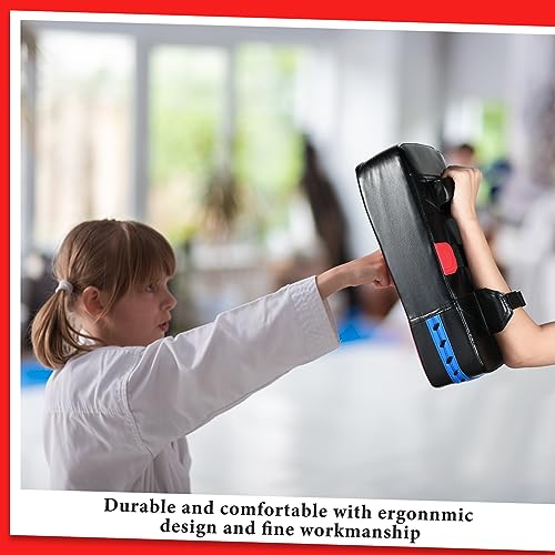 Poen 3 Pcs Taekwondo Kick Pads Muay Thai MMA Karate Sparring Gear Martial Arts Kickboxing Training Pads Punching Striking Target Equipment PU Leather Paddles Strike Curved Kick Shield - color: Red