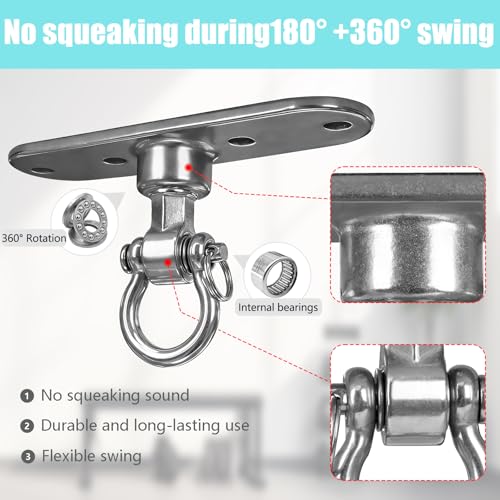 Heavy Bag Hanger,Stainless Wall Ceiling Mount Hook 180°/360° Rotation Wood Beam Holder Body Weight Strength Training Systems, Aerial Yoga Swing & Hammock - size: 4-holes with 180° + 360° rotation